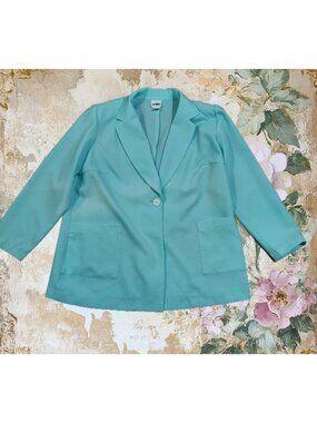 Lane Bryant Mint Green Blazer Jacket 20W Long Sleeve Button Front Tank Pants